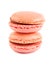 Pair of pink french macaroons cake stacked