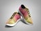 Pair of pink sport shoes 3d render on grey background