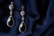 Pair of platinum earring with sapphire