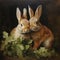 A pair of playful and affectionate Rabbits grooming each other by AI generated