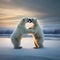 A pair of polar bears sharing a joyful New Years Eve dance on an ice-covered pond5