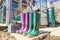 Pair of purple and green Wellington Boots