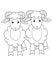 Pair of rams, cute rams friends - vector linear picture for coloring. Outline. A couple of sheep - boys, rams, characters for a ch