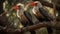 A pair of red-billed hornbills perched on a branch created with Generative AI