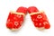 Pair of red embroidered Turkish slippers