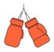 Pair of red leather boxing gloves vector.