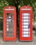 Pair of Red London Telephone Boxes, iconic British sight.