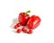 Pair of red paprika peppers with tomato cherry