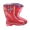 Pair of red rubber boots.