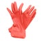 Pair of red rubber cleaning gloves isolated on a white