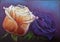 Pair roses as a symbol of love. Hand drawing in pastel on dark paper. Bitmap image