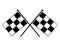 A pair of same similar identical formula one race flags arranged crossing each other