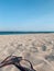 Pair of sandals on beach