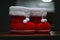 A pair of santa boot deco with dark background
