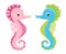 Pair of seahorses, scandinavian style hippocampus, hand drawn, pink and turquoise, boy and girl, love