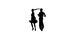 Pair silhouette professional dancing rumba on white background, alpha channel