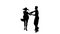 Pair silhouette professional dancing salsa on white background. Slow motion