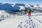 Pair of skiers in the winter in the mountains.