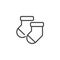 Pair of small baby socks line icon