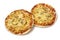 Pair of small Moroccan pizza on white background