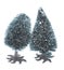 Pair of small plastic christmas trees