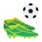 A pair of soccer boots and a ball. Football shoes vector illustration.