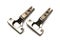 A pair of stainless steel silver kitchen cabinet door hinges