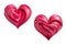 Pair of Stunning Magenta Pink Heart Shaped Drapery Satin Fabric 3D Icons on Transparent Background
