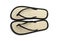 Pair of stylish flip flops on white background, top