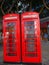 Pair of telephone boxes on the Rock of Gibraltar at the entrance to the Mediterranean Sea