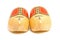 Pair of traditional Dutch yellow wooden shoes