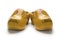 Pair of traditional yellow Dutch wooden shoes