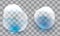 Pair of translucent water droplets over checkered background, Vector illustration