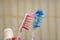 Pair of used toothbrushes