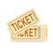 A pair of vintage tickets with a tear line and a tear part. No transparency. Ticket isolated illustration. Vector