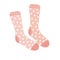 Pair of warm wool pink socks with polka dot pattern