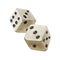 A pair of watercolor dice thrown with the number eleven. Doubles is a game with dice