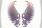 a pair of wings with intricate designs on them, painted in pastel colors, on a white background, with a white background, w