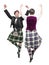 The pair woman and man dancing Scottish dance