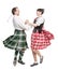 The pair woman and man dancing Scottish dance