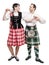 The pair woman and man dancing Scottish dance