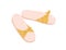Pair of women open backless one-strapped slippers with bow. Home shoes or female summer slides. Flat vector illustration