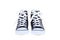 Pair of womens high top lace up dark navy blue sneakers isolated on white background