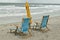 Pair of wooden beach chairs