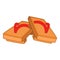 Pair of wooden clogs icon, cartoon style