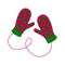 Pair of woolen knitted mittens with zigzag pattern. Cozy winter gloves isolated on the white background. Vector flat