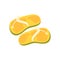 Pair of yellow flip flops cartoon vector Illustration