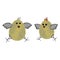 Pair of Yellow scribble Vector Easter eggs or chickens love each other isolated on a white background for embroidery