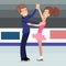 Pair of young figure skaters vector cartoon
