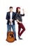 A pair of young musicians: a girl singer, a guy with an acoustic guitar
